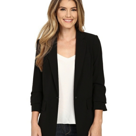 MICHAEL Michael Kors Jackets & Blazers - Michael Kors Ruched 3/4 Sleeves Black Blazer Jacket boyfriend